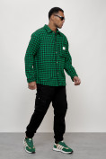 Оптом Ветровка рубашка мужская букле зеленого цвета 58379Z в Иркутске, фото 11