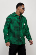 Оптом Ветровка рубашка мужская букле зеленого цвета 58379Z, фото 3