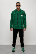 Оптом Ветровка рубашка мужская букле зеленого цвета 58379Z, фото 9