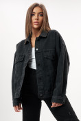 Оптом Джинсовая куртка женская оверсайз черного цвета 583Ch, фото 3