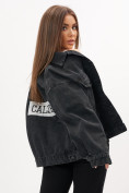 Оптом Джинсовая куртка женская оверсайз черного цвета 583Ch в Екатеринбурге, фото 4
