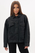 Оптом Джинсовая куртка женская оверсайз черного цвета 583Ch, фото 7