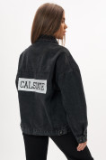 Оптом Джинсовая куртка женская оверсайз черного цвета 583Ch в Казани, фото 9