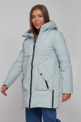 Оптом Зимняя женская куртка молодежная с капюшоном бирюзового цвета 58622Br в Казани, фото 7