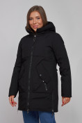 Оптом Зимняя женская куртка молодежная с капюшоном черного цвета 58622Ch в Екатеринбурге, фото 10