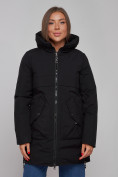 Оптом Зимняя женская куртка молодежная с капюшоном черного цвета 58622Ch в Казани, фото 17