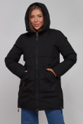 Оптом Зимняя женская куртка молодежная с капюшоном черного цвета 58622Ch в Казани, фото 18