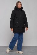 Оптом Зимняя женская куртка молодежная с капюшоном черного цвета 58622Ch в Екатеринбурге, фото 3