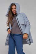 Оптом Зимняя женская куртка молодежная с капюшоном голубого цвета 58622Gl в Казани, фото 21