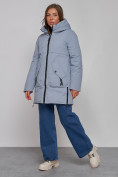 Оптом Зимняя женская куртка молодежная с капюшоном голубого цвета 58622Gl в Екатеринбурге, фото 3