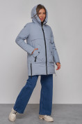 Оптом Зимняя женская куртка молодежная с капюшоном голубого цвета 58622Gl в Екатеринбурге, фото 6