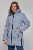 Оптом Зимняя женская куртка молодежная с капюшоном голубого цвета 58622Gl в Казани, фото 8
