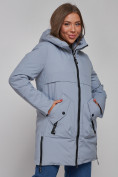 Оптом Зимняя женская куртка молодежная с капюшоном голубого цвета 58622Gl в Казани, фото 9