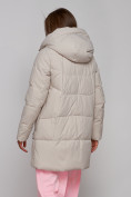 Оптом Зимняя женская куртка молодежная с капюшоном бежевого цвета 586821B в Казани, фото 8