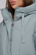 Оптом Зимняя женская куртка молодежная с капюшоном бирюзового цвета 586821Br в Екатеринбурге, фото 13