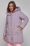 Оптом Зимняя женская куртка молодежная с капюшоном розового цвета 586821R в Казани, фото 10