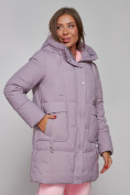 Оптом Зимняя женская куртка молодежная с капюшоном розового цвета 586821R в Екатеринбурге, фото 11