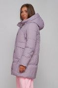Оптом Зимняя женская куртка молодежная с капюшоном розового цвета 586821R в Казани, фото 7