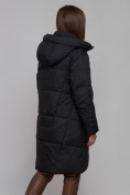 Оптом Пальто утепленное молодежное зимнее женское черного цвета 586826Ch в Казани, фото 11