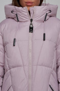 Оптом Пальто утепленное молодежное зимнее женское фиолетового цвета 586826F, фото 11