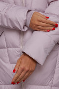 Оптом Пальто утепленное молодежное зимнее женское фиолетового цвета 586826F в Екатеринбурге, фото 12