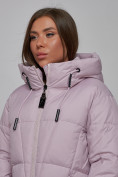 Оптом Пальто утепленное молодежное зимнее женское фиолетового цвета 586826F, фото 19