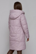 Оптом Пальто утепленное молодежное зимнее женское фиолетового цвета 586826F в Омске, фото 20