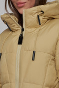 Оптом Пальто утепленное молодежное зимнее женское горчичного цвета 586826G, фото 13