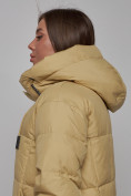 Оптом Пальто утепленное молодежное зимнее женское горчичного цвета 586826G, фото 20