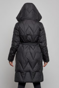 Оптом Пальто утепленное молодежное зимнее женское черного цвета 586828Ch в Перми, фото 7