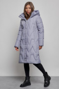 Оптом Пальто утепленное молодежное зимнее женское голубого цвета 586828Gl в Екатеринбурге, фото 3