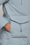 Оптом Зимняя женская куртка молодежная с капюшоном бирюзового цвета 586832Br в Казани, фото 21