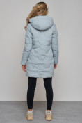 Оптом Зимняя женская куртка молодежная с капюшоном бирюзового цвета 586832Br в Казани, фото 7