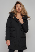 Оптом Зимняя женская куртка молодежная с капюшоном черного цвета 586832Ch в Казани, фото 10