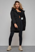 Оптом Зимняя женская куртка молодежная с капюшоном черного цвета 586832Ch в Казани, фото 19