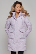 Оптом Зимняя женская куртка молодежная с капюшоном фиолетового цвета 586832F в Екатеринбурге, фото 16