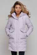 Оптом Зимняя женская куртка молодежная с капюшоном фиолетового цвета 586832F в Екатеринбурге, фото 5
