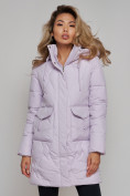 Оптом Зимняя женская куртка молодежная с капюшоном фиолетового цвета 586832F в Казани, фото 8