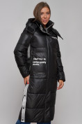 Оптом Пальто утепленное молодежное зимнее женское черного цвета 5873Ch в Астане, фото 10