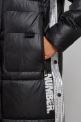 Оптом Пальто утепленное молодежное зимнее женское черного цвета 5873Ch в Иркутске, фото 11