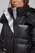 Оптом Пальто утепленное молодежное зимнее женское черного цвета 5873Ch в Сочи, фото 13