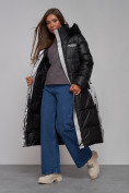 Оптом Пальто утепленное молодежное зимнее женское черного цвета 5873Ch в Барнауле, фото 16