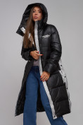Оптом Пальто утепленное молодежное зимнее женское черного цвета 5873Ch во Владивостоке, фото 18