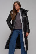 Оптом Пальто утепленное молодежное зимнее женское черного цвета 5873Ch в Оренбурге, фото 19