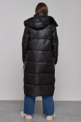 Оптом Пальто утепленное молодежное зимнее женское черного цвета 5873Ch в Ульяновске, фото 4
