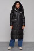 Оптом Пальто утепленное молодежное зимнее женское черного цвета 5873Ch в Астане, фото 5