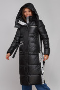 Оптом Пальто утепленное молодежное зимнее женское черного цвета 5873Ch в Иркутске, фото 6