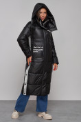 Оптом Пальто утепленное молодежное зимнее женское черного цвета 5873Ch в Барнауле, фото 7