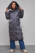 Оптом Пальто утепленное молодежное зимнее женское темно-фиолетового цвета 5873TF в Самаре, фото 10