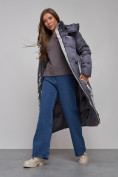 Оптом Пальто утепленное молодежное зимнее женское темно-фиолетового цвета 5873TF, фото 20